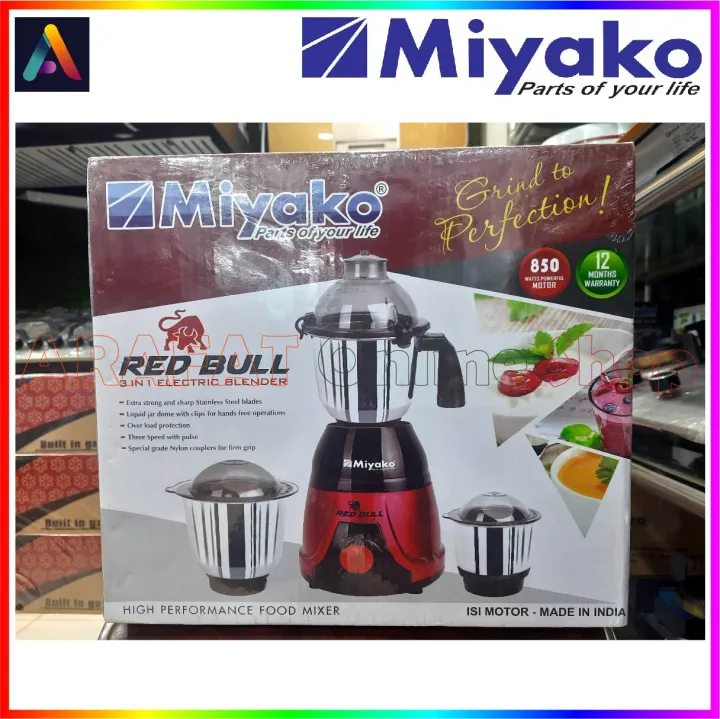 Miyako%20Multipurpose%203%20IN%201%20Heavy%20Duty%20Blender%20&%20Mixer%20Grinder%20RED%20BULL%20%7C%20850%20Watt%20%7C%20Made%20in%20India%20-%20Image%202