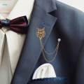 Animal Lapel Pin for Men, Retro Lion Brooch Jewelry Accessories Lapel Pin Chain Tassel Brooch for Career Suit Shirts Scarf Wedding.