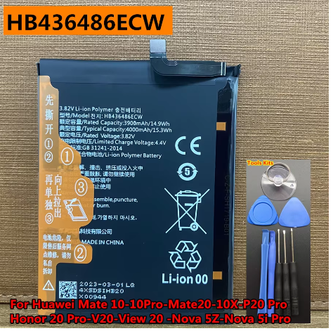 Original HB436486ECW 4000mAh Battery for Huawei Mate 10 10Pro,Mate 20,Mate 10X,P20 Pro,Honor 20 Pro,View 20 V20 ,Nova 5Z,5i Pro
