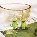 Creative Green Frog Pendant Earrings for Women Cute Frog Animal Dangle Earrings.