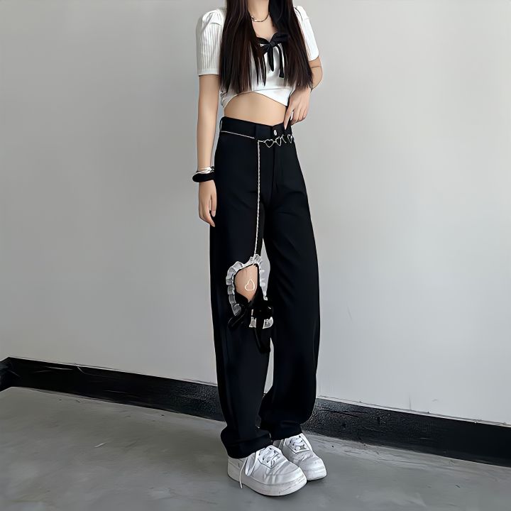 Black%20Lace%20Up%20Ripped%20High%20Waisted%20Jeans%20Korean%20Fashion%20Vibe%20Style%20Denim%20Trousers%20Streetwear%20Y2k%20Jeans%20Women%20Baggy%20Wide%20Leg%20Pants%20-%20Image%207