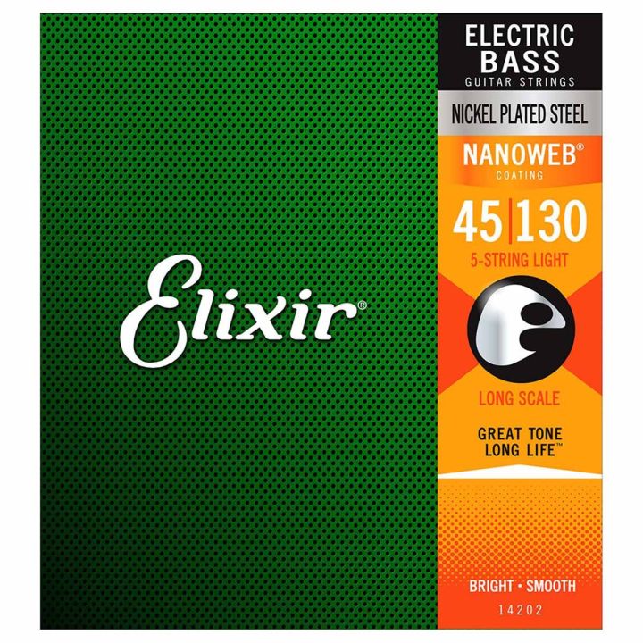 ELIXIR 45-130 LIGHT NANOWEB 5-STRING FOR BASS GUITAR (CHINESE)