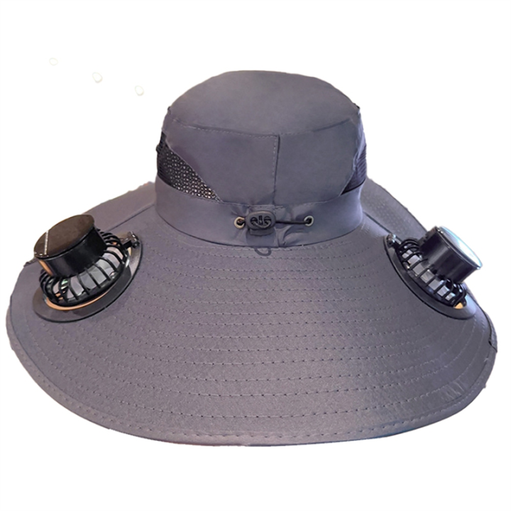Portable Solar Charging Cap with Two Fan Solar Fan Cap for Outdoor Camping Hiking Fishing Sunscreen Fisherman Hat