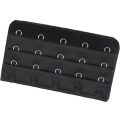 Black 5 Rows Hook and Eye Tape Extension Bra Strap Extender 15 Pcs for Women. 