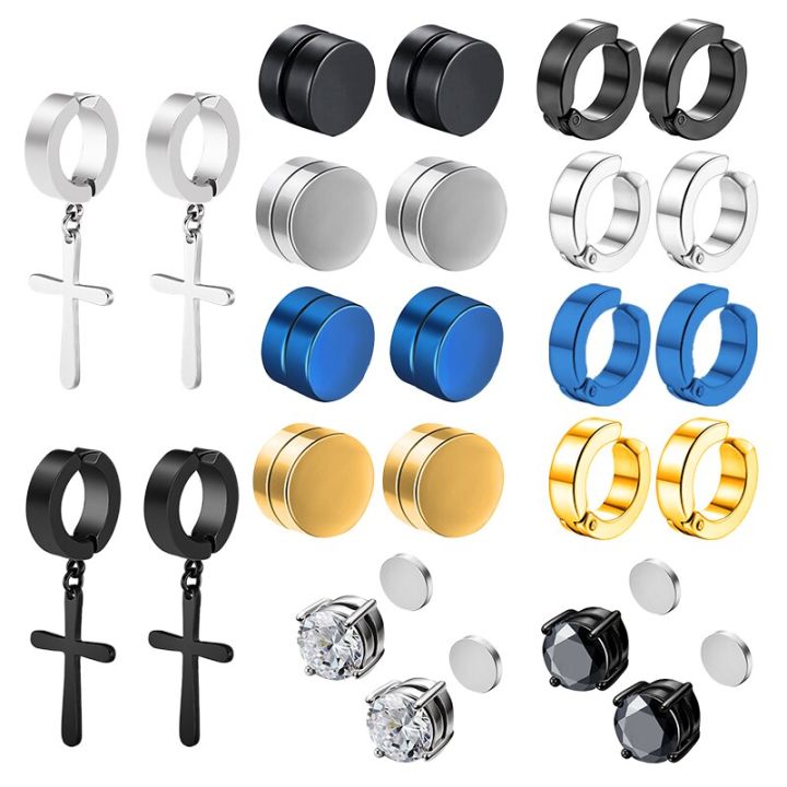 12%20Pairs%20CZ%20Magnetic%20Stud%20Earrings%20for%20Men%20Stainless%20Steel%20Non-Piercing%20Cross%20Dangle%20Hoop%20Earrings%20Unisex%20Cross%20Clip%20on%20Earring%20-%20Image%203