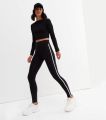 Black Side Stripe High Waist Leggings For Gym. 