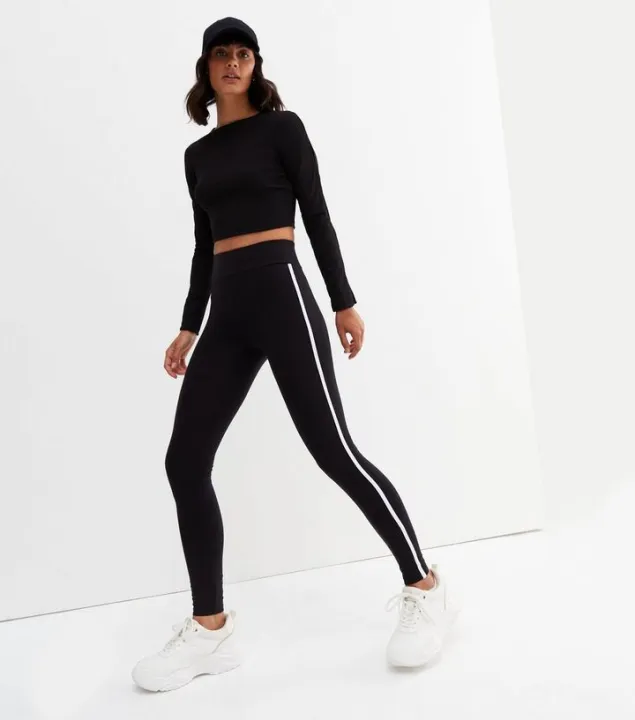 Black%20Side%20Stripe%20High%20Waist%20Leggings%20For%20Gym%20-%20Image%202