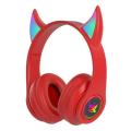 Devil Ear Bluetooth Headphones With Microphone Stereo Music RGB Flashing For Cell Phones Pc Gamer Gaming Headset Kids Boys Gift.
