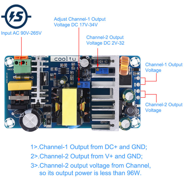 【YIYANGMAOYI111】AC-DC Converter Dua Output Isolation Switch Power Supply Module 110V to 24V 36V Adjustable Buck Step Down Module