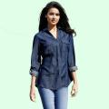 Blue Long Sleeve Denim Shirt for Women (CT-11). 