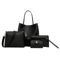 Women 4 Piece Set Bag Fashion Solid Soft PU Single Shoulder Messenger Bags. 