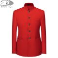 6Color Men's Solid Color Stand Collar Suit Chinese Style Slim Fit Blazer Male ZhongShan Suit Jacket Chinese Tunic Suit one Piece. 