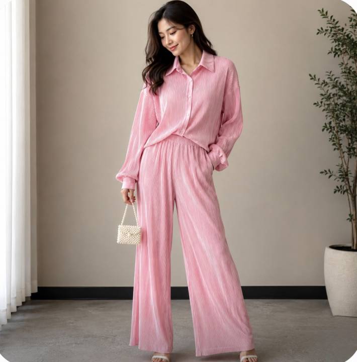 L.F.M.Premium Chinese Crap Stitched Western Shirt & Pant Co-ord Set for Women - Free Size