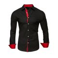 Casual Men's Long Sleeve Shirts Contrast Color Single Breasted Lapel Collar Shirt And Blouse Tops Slim Shirt For Men.