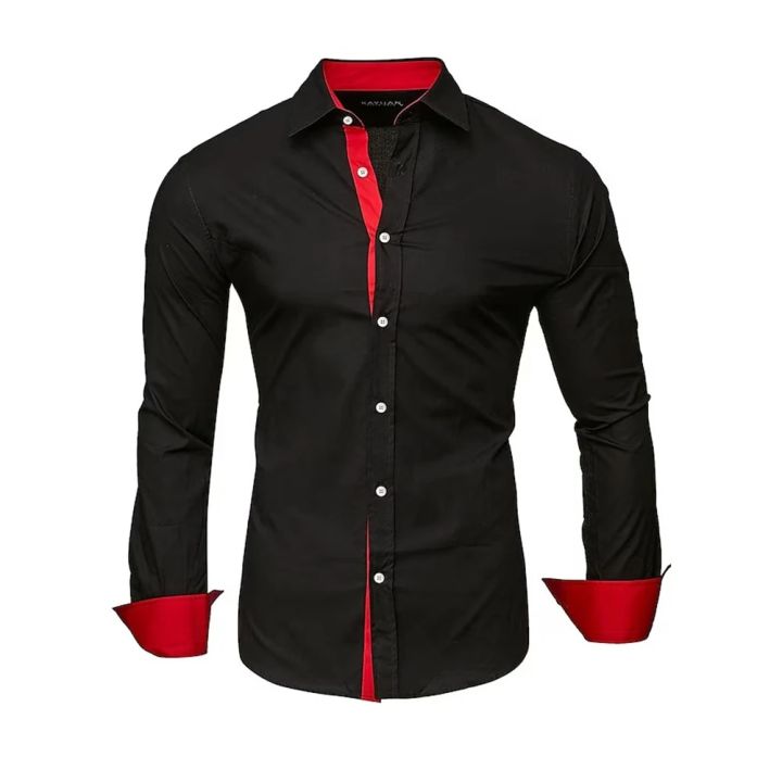 Casual%20Men's%20Long%20Sleeve%20Shirts%20Contrast%20Color%20Single%20Breasted%20Lapel%20Collar%20Shirt%20And%20Blouse%20Tops%20Slim%20Shirt%20For%20Men%20-%20Image%205
