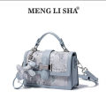 Menglisha 2024 New Embroidered Blue Handbag Fashion and Versatile One-Shoulder Crossbody Bag. 