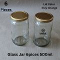 FOOD Grade Glass Jar, Kitching & Dining- Kitching Storage Accessories - (Par PIECE 500ml) 6 PIECE SET.