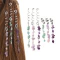 Colorful Stone Pendant Spiral Hairpins Antique Silver Snake Hair Rings Clip for Braids Bohe Ethnic Hair Jewelry Accessories Gift.