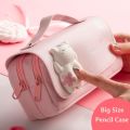 New [HOT] Cute Cat Decompreion Pencil Cae Big Pencil Box Portable Girl Pen Bag Double Layer chool Pouch Kawaii tationery Penil Cae. 