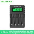PUJIAMX AA/AAA Rechargeable Battery Charger LCD Display Portable Adapter USB Cable TypeC Batteries Interface Fast Charging Tool. 