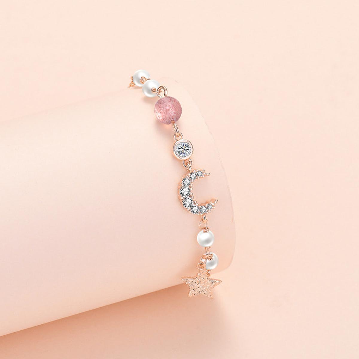 Women Fashion Jewelry Fresh Girl Marble Moon Stars Cute Crystal Delicate Strawberry Sweet Bracelet