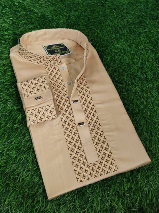 New Collection-Premium Quality Fashionable Cotton Black Panjabi for Men