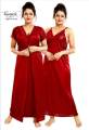 Two Part Satin Solid Women Nighty Set - Night Dress For Women - Night Dress For Women - Night Dress. 