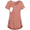 Maternity Clothes Pregnancy Buttons Breastfeeding Pregnant Women Short Sleeve Casual Summer Pullover T-shirt Pregnant Clothes.