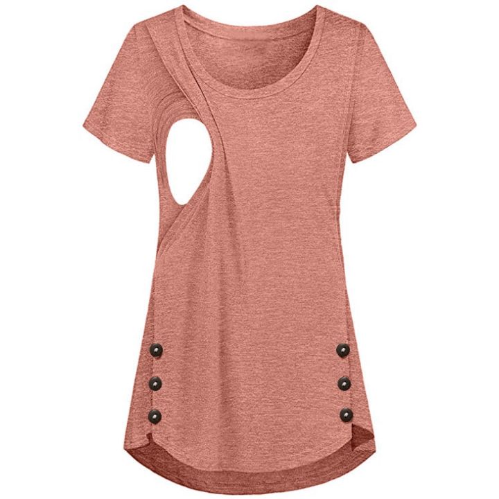 Maternity%20Clothes%20Pregnancy%20Buttons%20Breastfeeding%20Pregnant%20Women%20Short%20Sleeve%20Casual%20Summer%20Pullover%20T-shirt%20Pregnant%20Clothes%20-%20Image%207