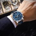 POEDAGAR 973 Moon New Luxury Genuine Leather Men Quartz Watches Luminous Daily Life Waterproof Chronograph fashion Analog Watch for men - Watch For Men. 