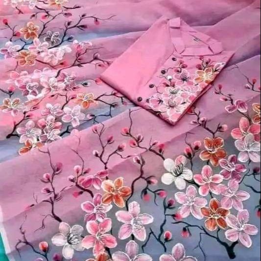 Stylish & fashionable New Matching best Hand Print /Coupple Dress/For Men & Women / Saree & Panjabi/ (Combo Set)) - Panjabi - Panjabi For Men