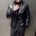 High Quality Leather Jacket Men Fashion Motorcycle Outerwear Mens Turn Down Collar Bomber Leather Suede Moto Biker Jackets Man.