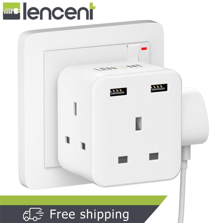 LENCENT%203-Side%20Charger%205%20in%201%20Design%20with%203%20AC%20Outlets%20and%202%20USB%20Ports%20Plug%20Extension%203%20Way%20Multi%20Charger%20Wall%20Socket%203%20Pin%20Singapore%20Plug%20Adaptor%20for%20Home%20Office,%2013A%203250W%20-%20Image%202