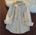 women's fashion all-match pocket linen shirt.