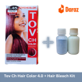 Tov Ch Hair Color Cream Rose Red + Hair Bleach Kit Ready To Apply 1Pair. 