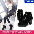 Women Boots Shoes With Heel WB-85 Imported Korean Design PU Leather Ankle Boots Western Outfit Leg Toe Cover Fashionable Shoes For Girls And Ladies. 