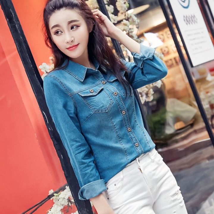 Jeans%20Shirt%20women%202019%20Long%20Sleeve%20Slim%20Casual%20Vintage%20Elastic%20Ladies%20Denim%20Shirts%20Tops%20Blusas%20Feminina%20Woman%20Blouses%20and%20Tops%20-%20Image%205