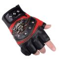 Skulls Rivet PU Leather Fingerless Gloves Men Women Fashion Women's Gym Punk Gloves Half Finger Men's Gloves. 