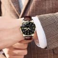 Waterproof Luminous Calendar PU Leather Men Watch, Trendy Quartz Watches For Men. 