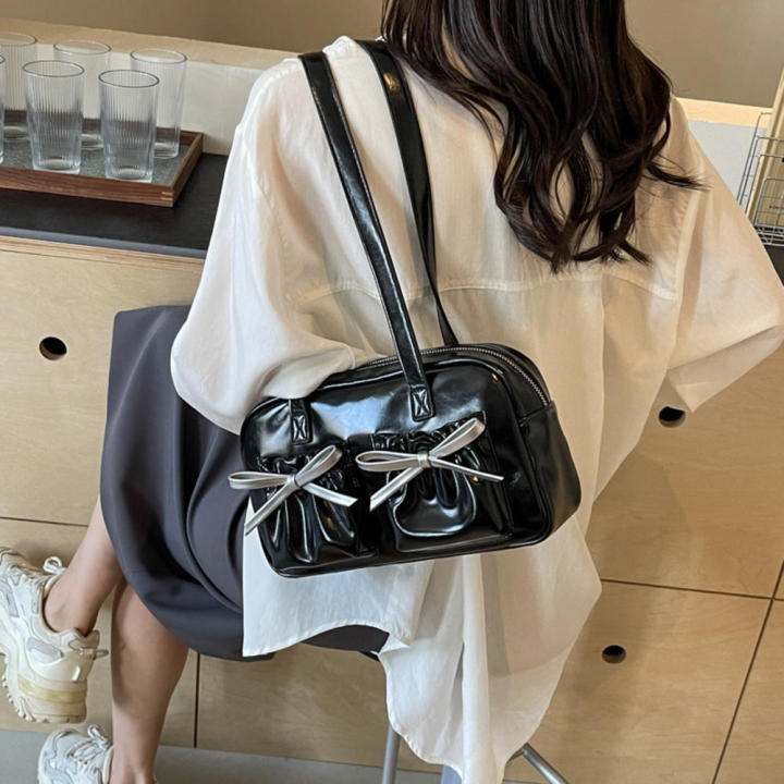 Bow%20Women's%20Shoulder%20Bag%20Trendy%20PU%20Leather%20Pleated%20Bow%20Underarm%20Bags%20Hottie%20Soft%20Hottie%20Handbag%20for%20Daily%20Use%20Office%20Wear%20-%20Image%204