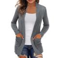 Thin Cardigan Women Sweater Polyester Warm Open Front Casual Knitted Autumn Clothes Women Cardigan for Dating Black xxxl.