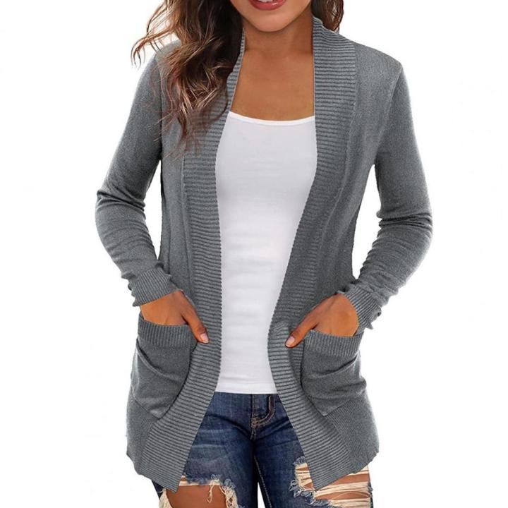 Thin Cardigan Women Sweater Polyester Warm Open Front Casual Knitted Autumn  Clothes Women Cardigan for Dating Black xxxl