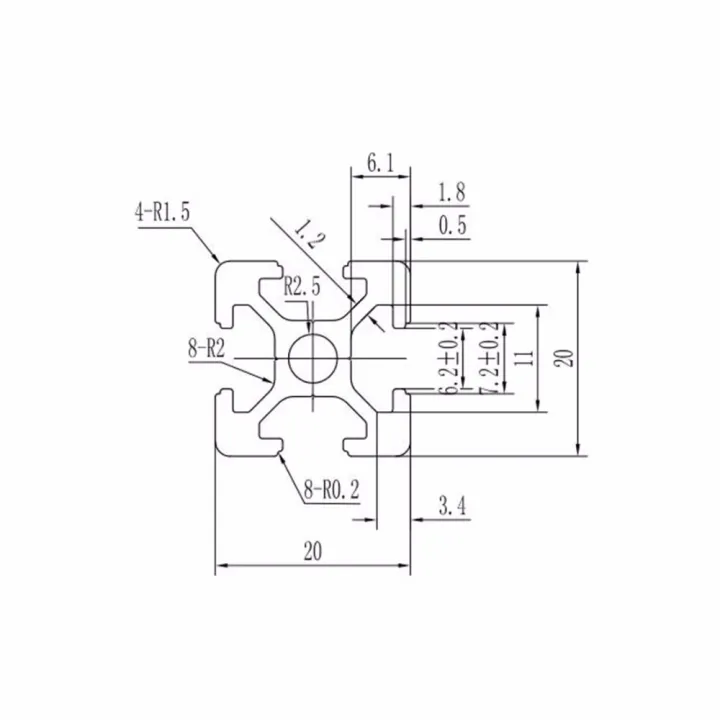 1PC%202020%20Aluminum%20Profile%20Extrusion%20Length%20100-800mm%20CNC%20Parts%20European%20Standard%20Linear%20Rail%20for%20DIY%203D%20Printer%20-%20Image%203