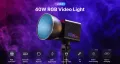 Ulanzi L024 40W RGB Video Light 2500-6500K Bi-color 0-359° RGB COB Light Mini Bowens Mount Fill Light 3400mAh COB Light. 