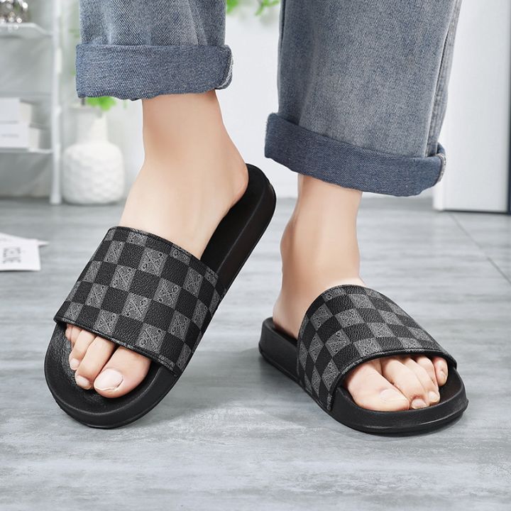 Indispensable-Quality%20And%20Durability-Stylish%20Black%20And%20Chocolate%20Color%20CHESS%20Slide%20Slipper%20Sandal%20For%20Men%20S30%20-%20Image%207