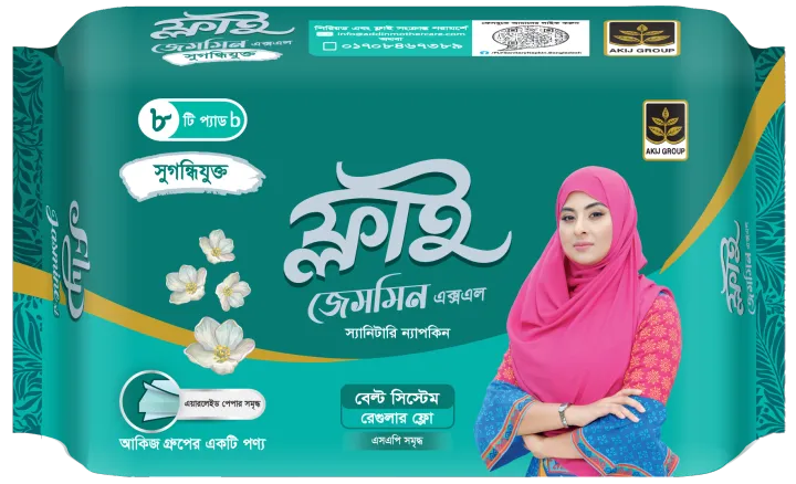 Fly Sanitary Napkin-Jasmine XL 8-Belt System-Perfumed 8 Pack Pads