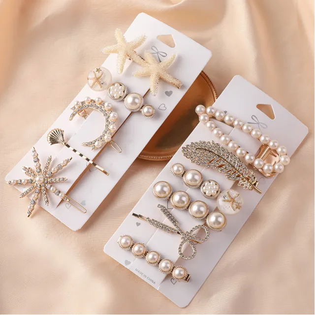 6Pcs set Retro Acrylic Side Hairpin Hair Clip Simple Pearl Side Duckbill  Clip Hair Accessories