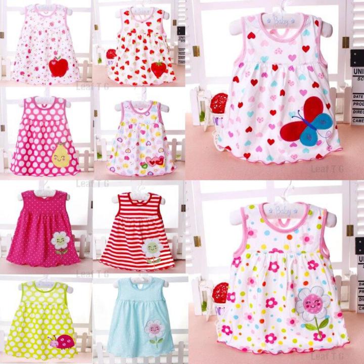 Cotton Newborn Baby Dress Infant Baju Bayi Girls Sleeveless Dresses Cute Cartoon Sweet Dress Girls Clothing 0-24months No Ratings