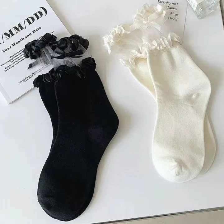 Xiaohongshu%20with%20the%20same%20black%20lace%20socks,%20girls'%20bow,%20mid-rise%20socks,%20thin%20with%20small%20leather%20shoes,%20jk%20socks,%20Lolita%20-%20Image%204
