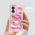 FELMYST for OPPO A18 A38 Back Cover Cartoon Cute Kuromi Melody Print Monster Lens Phone Case.